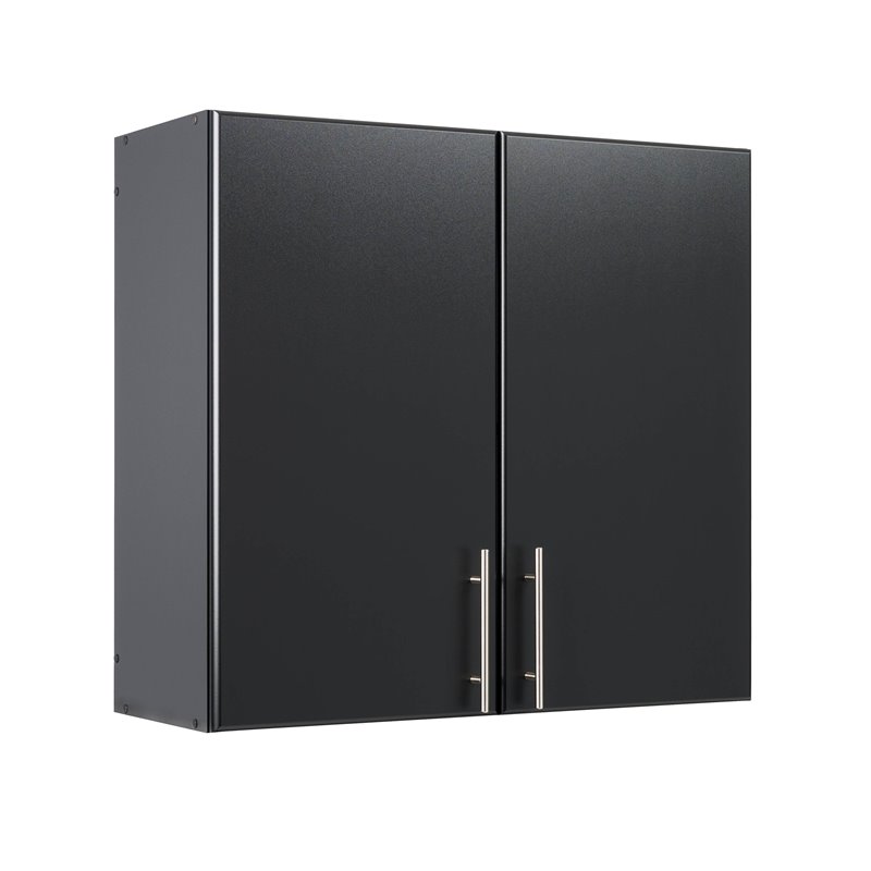 Home Square 2 Piece Sturdy MDF Backer Wood Wall Cabinet Set in Black