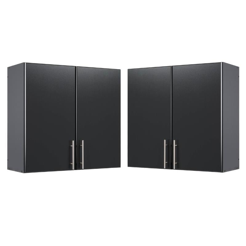 Home Square 2 Piece Sturdy MDF Backer Wood Wall Cabinet Set in Black