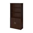 Home Square 5 Shelf Wood Bookcase with Doors Set in Mocha Cherry (Set of 2)
