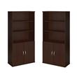 Home Square 5 Shelf Wood Bookcase with Doors Set in Mocha Cherry (Set of 2)