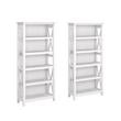 Home Square 5 Shelf Wood Bookcase Set in Pure White Oak (Set 0f 2)