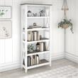 Home Square 5 Shelf Wood Bookcase Set in Pure White and Shiplap Gray (Set of 2)