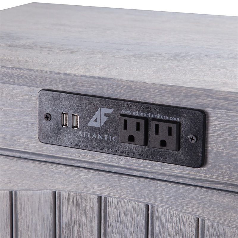 Home Square 2 Piece Nantucket Driftwood Side Table with Charger Set in Gray