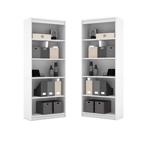 home square 5 shelf traditional bookcase in white ( set of 2 )
