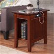 Home Square 2 Piece Wood Nantucket Charger Chair Side Table Set in Walnut
