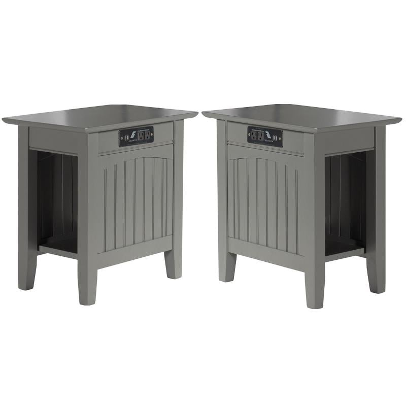 Home Square 2 Piece Nantucket Chair Side Table with Charger Set in Grey