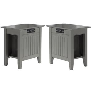 Home Square 2 Piece Nantucket Chair Side Table with Charger Set in Grey