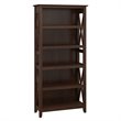 Home Square 5 Shelf Wood Bookcase Set in Bing Cherry (Set of 2)
