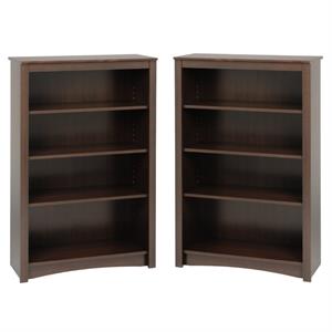 home square 4 shelf wood bookcase set in espresso (set of 2)