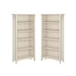 Home Square 5 Shelf Wood Bookcase Set in Antique White (Set of 2)