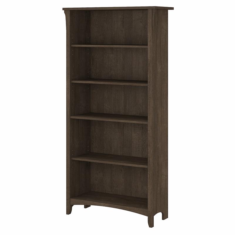 Home Square 5 Shelf Wood Bookcase Set in Ash Brown (Set of 2)