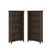 Home Square 5 Shelf Wood Bookcase Set in Ash Brown (Set of 2)