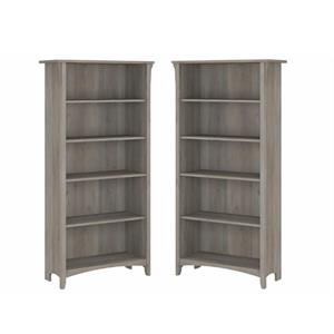 home square 5 shelf driftwood bookcase set in gray (set of 2)