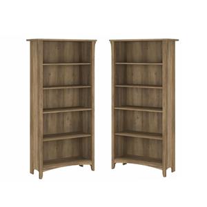 home square 5 shelf engineered wood bookcase set in reclaimed pine (set of 2)