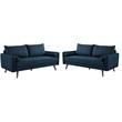 Home Square 2 Piece Contemporary Modern Polyester Fabric Sofa Set in Azure Blue