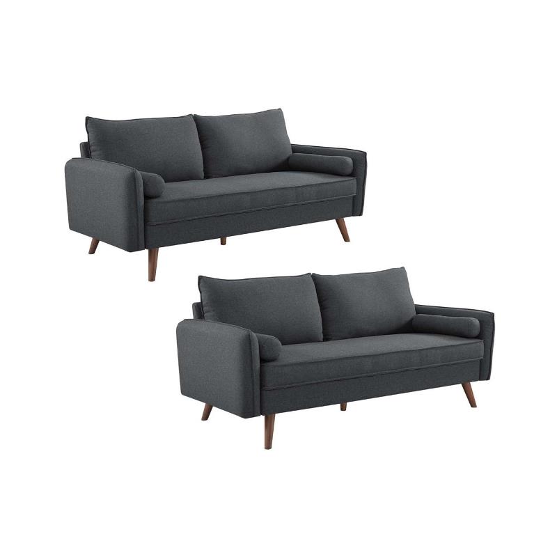 Home Square 2 Piece Contemporary Modern Polyester Fabric Sofa Set in