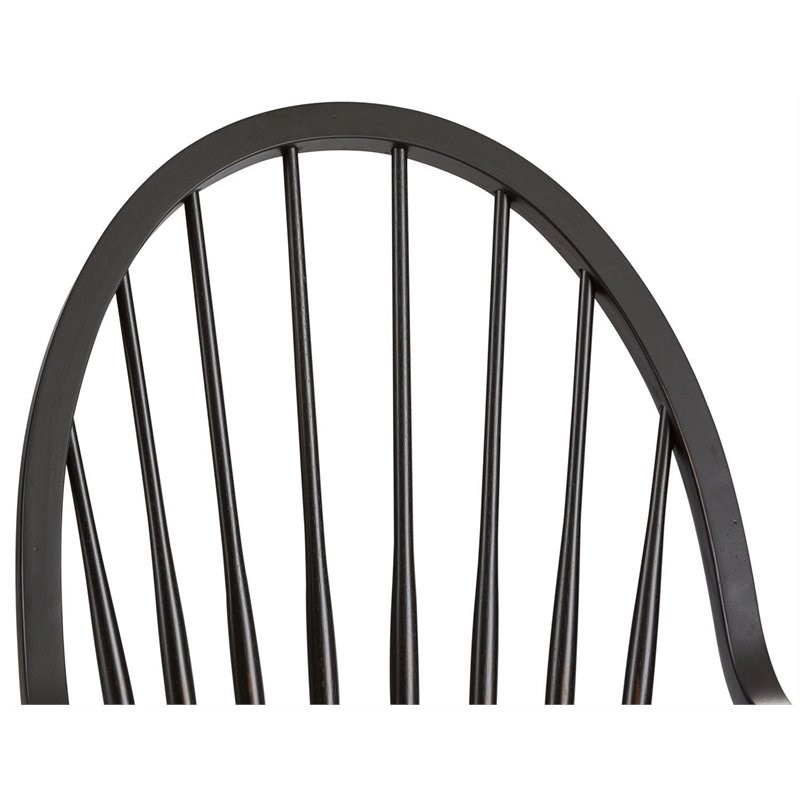 Home Square 2 Piece Windsor Back Wood Dining Arm Chair Set in Black