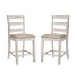 Home Square 2 Piece Polyester Seat Wood Counter Stool Set in White and Gray