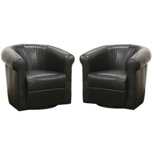 home square 2 piece faux leather club chair set in black