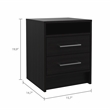 Tu Home Square 2 Drawer Engineered Wood Nightstand Set in Black (Set of 2)
