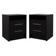 Tu Home Square 2 Drawer Engineered Wood Nightstand Set in Black (Set of 2)
