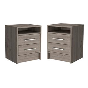 home square 2 drawer engineered wood nightstand set in light gray (set of 2)
