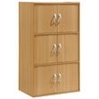 Home Square 3 Shelf 6 Door Multi-Purpose Wooden Bookcase Set in Beige (Set of 2)