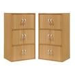 Home Square 3 Shelf 6 Door Multi-Purpose Wooden Bookcase Set in Beige (Set of 2)