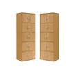 Home Square 5 Shelf 10 Door Wood Bookcase Set in Beige (Set of 2)