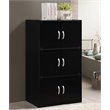 Home Square 3 Shelf 6 Door Wooden Bookcase Set in Black (Set of 2)