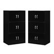 Home Square 3 Shelf 6 Door Wooden Bookcase Set in Black (Set of 2)