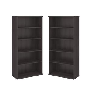 Home Square 5 Shelf Engineered Wood Bookcase Set in Storm Gray (Set of 2)