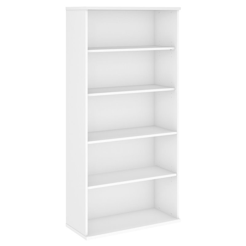 Home Square 5 Shelf Engineered Wood Bookcase Set in White (Set of 2)