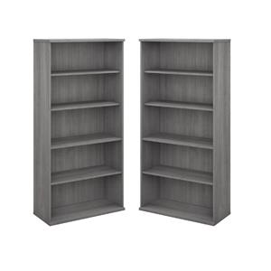 home square 5 shelf engineered wood bookcase set in platinum gray (set of 2)