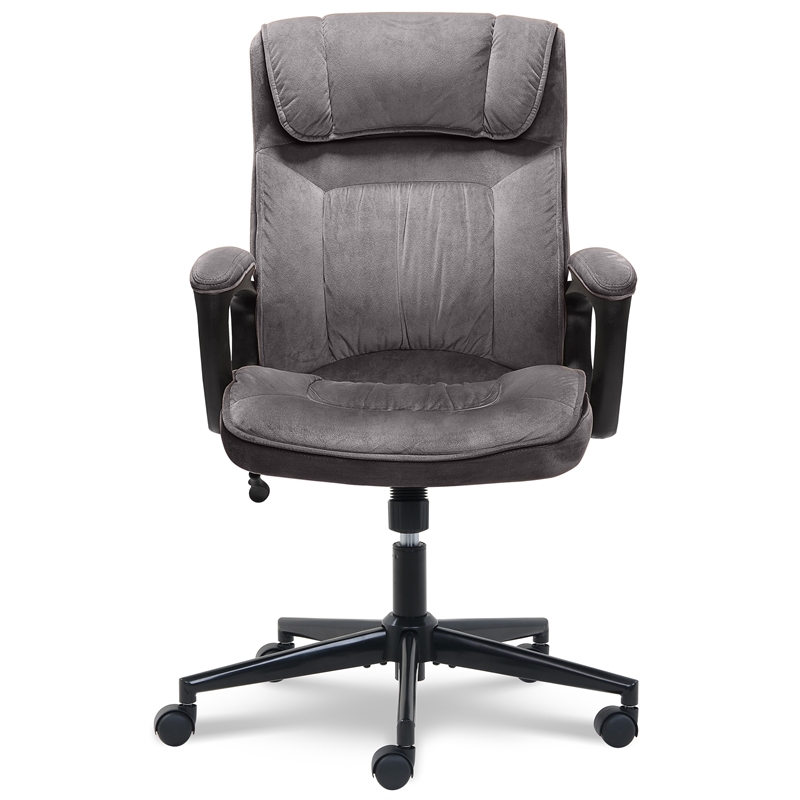 Home Square 2 Piece Velvet Seat Executive Office Chair Set in Gray
