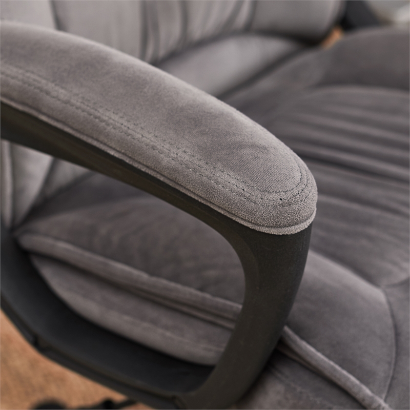 Home Square 2 Piece Velvet Seat Executive Office Chair Set in Gray