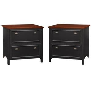 home square 2 drawer wood filing cabinet set in antique black (set of 2)