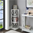 Home Square 3 Shelf Wood Corner Bookcase Set in White (Set of 2)
