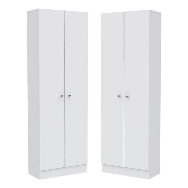 Home Square 2 Piece Multi Storage Pantry Cabinet Set in White