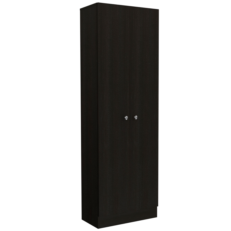 Home Square 2 Piece Wood Multi Storage Two-Door Pantry Cabinet Set in Black