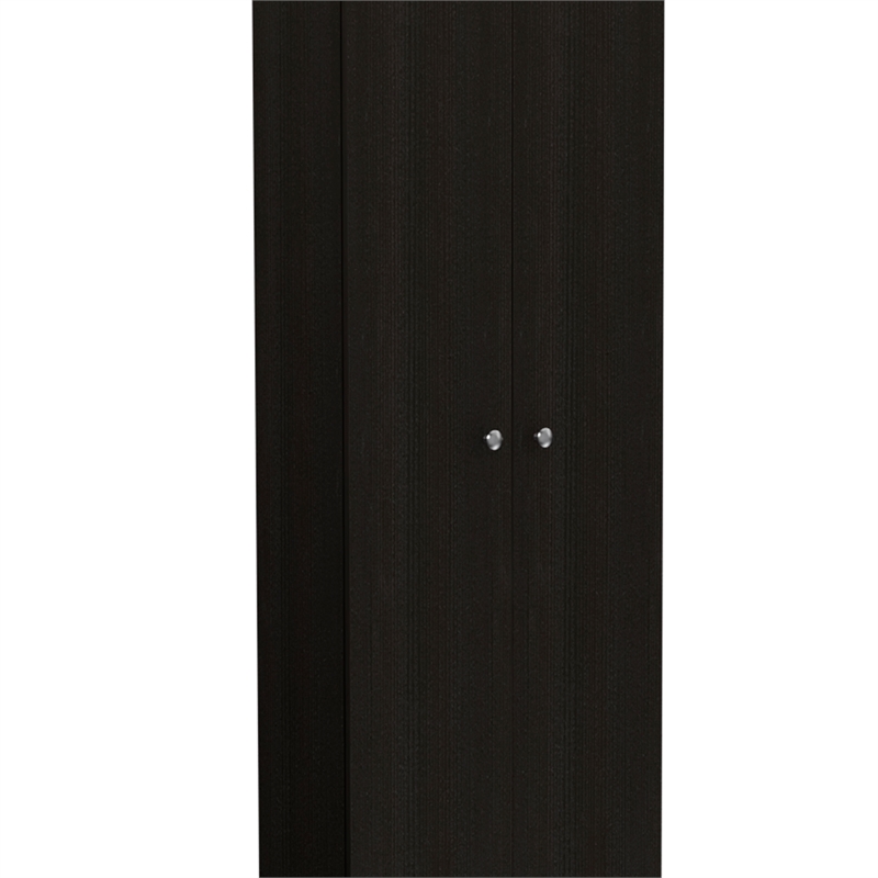 Home Square 2 Piece Wood Multi Storage Two-Door Pantry Cabinet Set in Black
