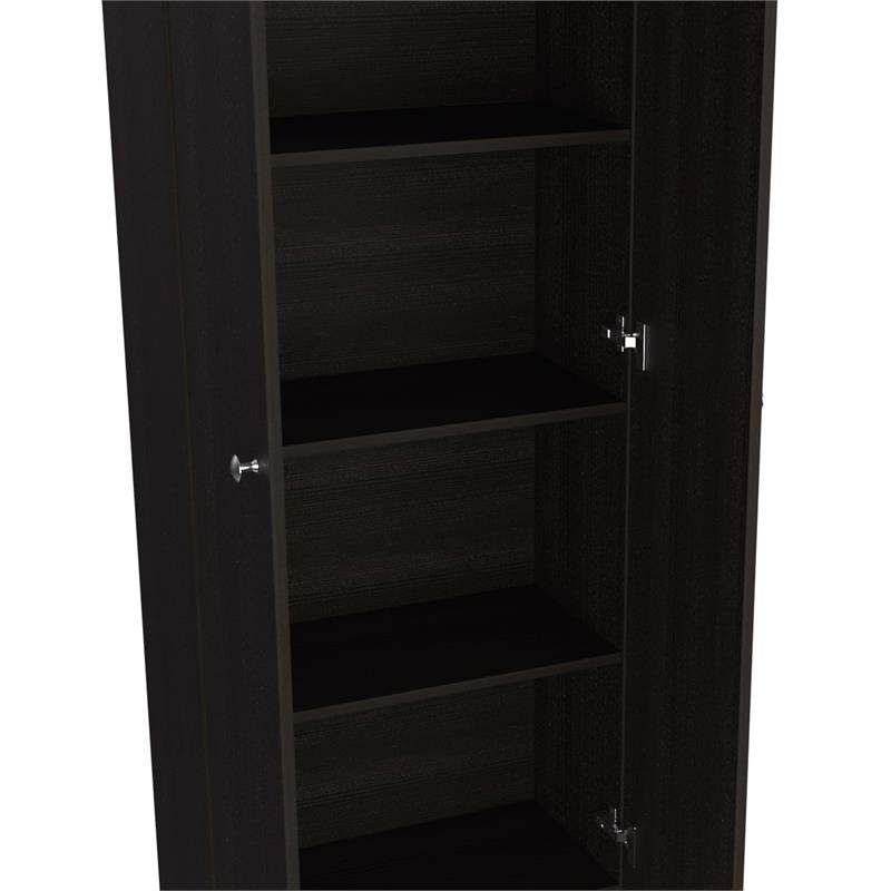 Home Square 2 Piece Wood Multi Storage Two-Door Pantry Cabinet Set in Black