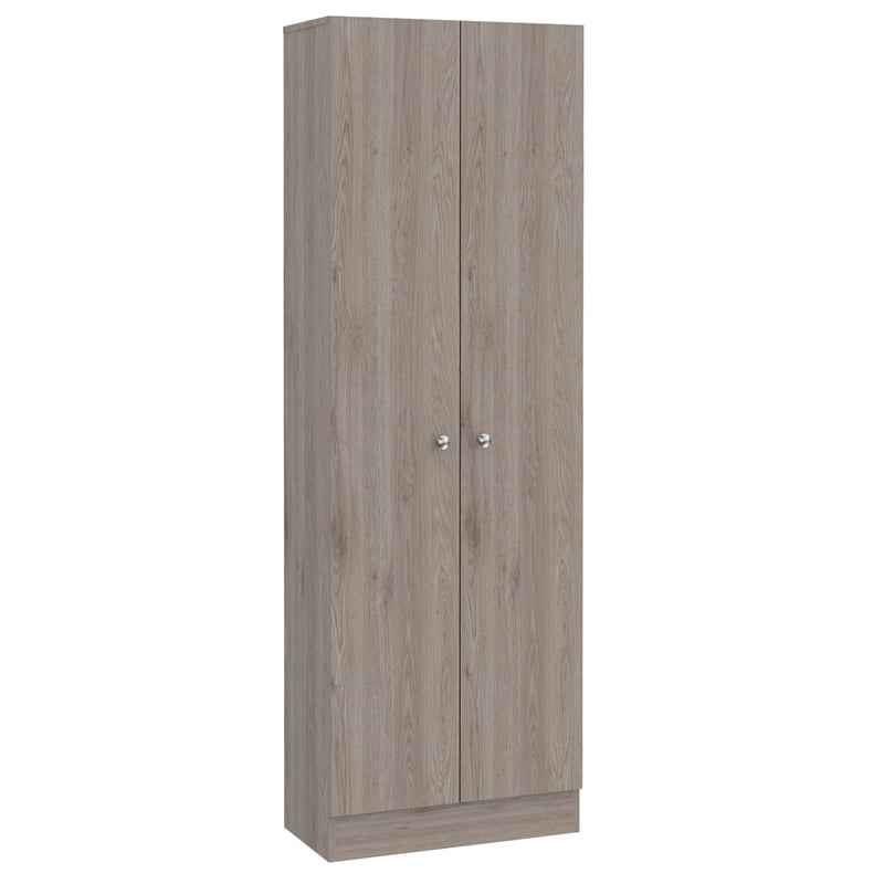 Home Square 2 Piece Wood Multi Storage Two-Door Pantry Cabinet Set in Light Gray