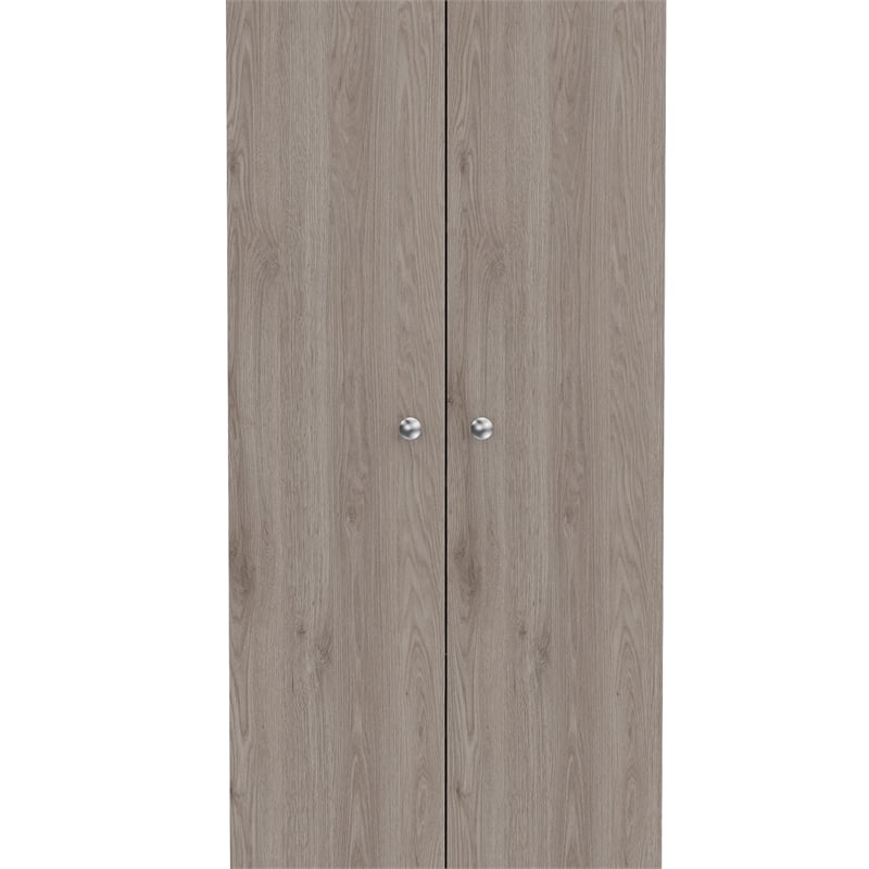 Home Square 2 Piece Wood Multi Storage Two-Door Pantry Cabinet Set in Light Gray