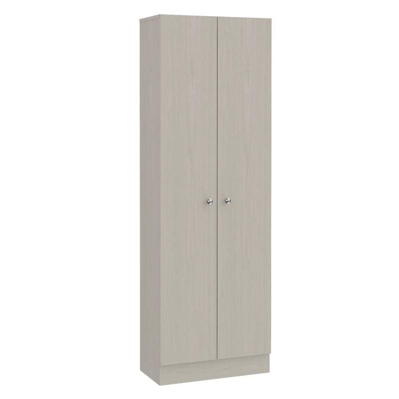 Home Square 2 Piece Wood Multi Storage Two-Door Pantry Cabinet Set in Off White