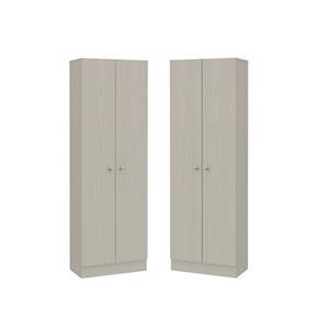 home square 2 piece wood multi storage two-door pantry cabinet set in off white