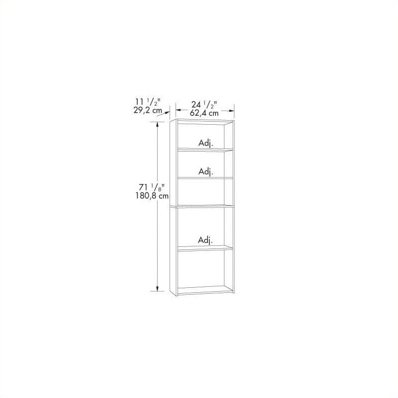 Home Square 5-Shelf Engineered Wood Bookcase Set in Cinnamon Cherry (Set of 2)