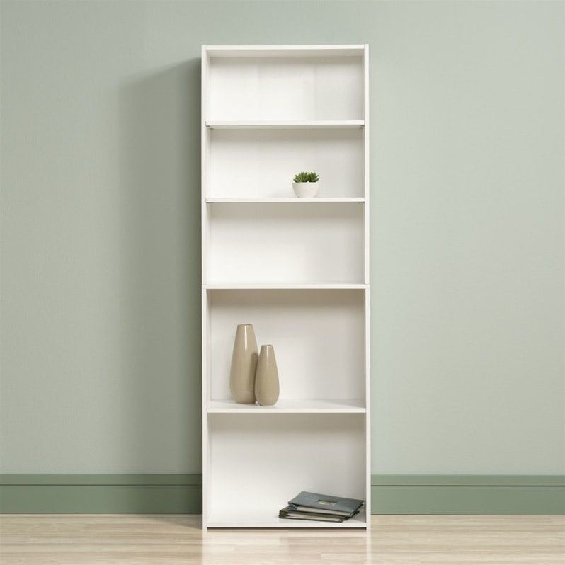 Home Square 5-Shelf Engineered Wood Bookcase Set in Soft White (Set of 2)