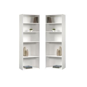 home square 5-shelf engineered wood bookcase set in soft white (set of 2)