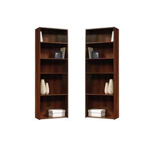 home square 5-shelf engineered wood bookcase set in brook cherry (set of 2)